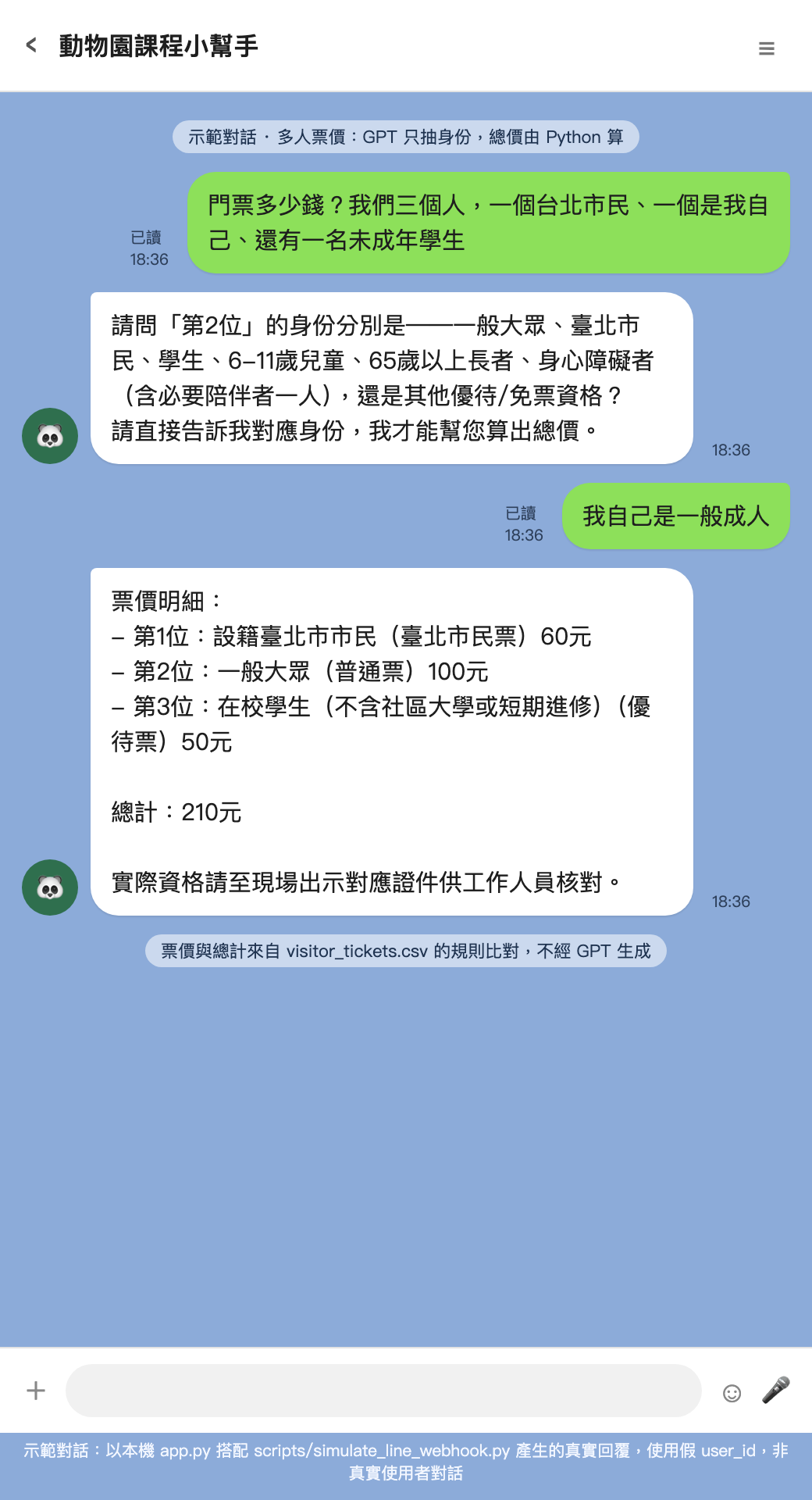 Taipei Zoo Course Assistant LINE Bot – 1